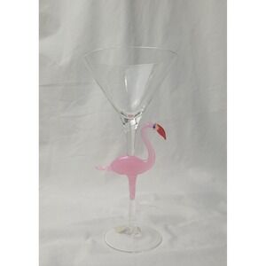 Handblown Murano Pink Flamingo Martini Glass Cocktail Barware